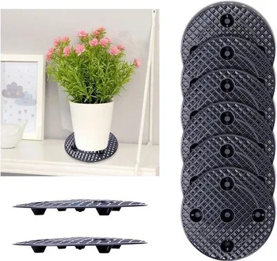 Image de Lot de 6 supports pour plantes, 30 cm, en plastique, pour terrasse, intérieur et extérieur