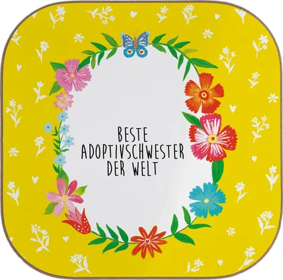 Produktbild von Mr. & Mrs. Panda Untersetzer Adoptivschwester - Weiß - Geschenk, Gläser, Coaster, Beste, adoptiert, Familie, Tassen, Holzuntersetzer, Schwester, Geschwister, für