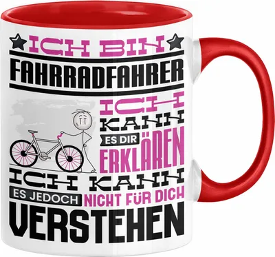 Produktbild von Fahrradfahrer Geschenk Tasse Lustige Geschenkdiee für einen Fahrradfahrer Geburtstag Ich Bin Fahrradfahrer Ich Kann Es Dir Erklären Aber Nicht Für Dich Verstehen (Rot)