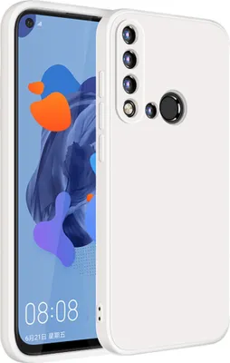 Produktbild von Huawei Nova 5i Hülle, LaimTop Slim Liquid Silikon Gel Gummi Schutzhülle für Huawei Nova 5i Weiß