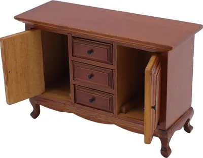 Immagine prodotto di Armadio per casa delle bambole in scala 1:12, miniatura realistica, 2 porte, 3 cassetti, mobili in legno per casa delle bambole