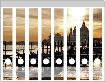 Produktbild von Wallario Ordnerrücken Sticker, selbstklebend für schmale Ordner, 8 Stück, Motiv Venedig - Lagune bei Sonnenuntergang