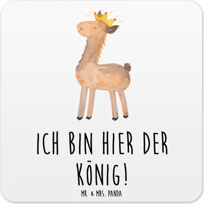 Produktbild von Mr. & Mrs. Panda Untersetzer für Gläser Lama König 10er Set - Weiß - Geschenk, Tassenuntersetzer, Lamas, Coaster, Glas-Untersetzer, Vorgesetzter, Tassen-Untersetzer, Mama