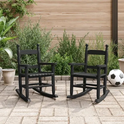 Produktbild von Möbel Schaukelstuhl für Kinder 2 Stk. Schwarz Massivholz Pappel - Schaukelstühle 3281598