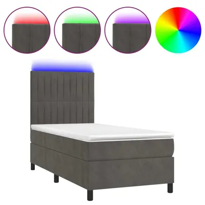 Produktbild von vidaXL Boxspringbett mit Matratze & LED Dunkelgrau 100x200 cm Samt