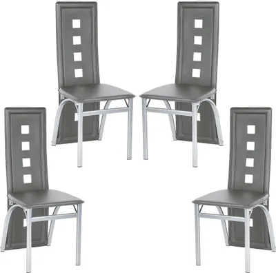 Produktbild von 4er set Esszimmerstühle Stuhl Hochlehner Polsterstuhl Sitzgruppe Essgruppe Esszimmerstuhl Wartestuhl  Besucherstuhl（Grau）