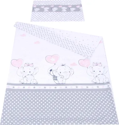 Produktbild von BABYLUX Kinderbettwäsche 2 Tlg. 90 x 120 cm Bettwäsche 112. Elephanten Coral