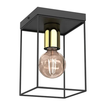 Obrázok produktu pre Závesná lampa Homen, čierna matná – zlatá lesklá, 1xE27x15W, kov, rozmery: 22x14x14 cm, IP20, Luminex