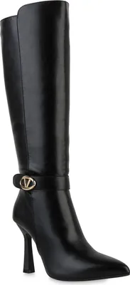 Produktbild von VAN HILL Damen Leicht Gefütterte Klassische Stiefel Spitze Schnallen Schuhe 841858, Farbe: Schwarz, Größe: 36