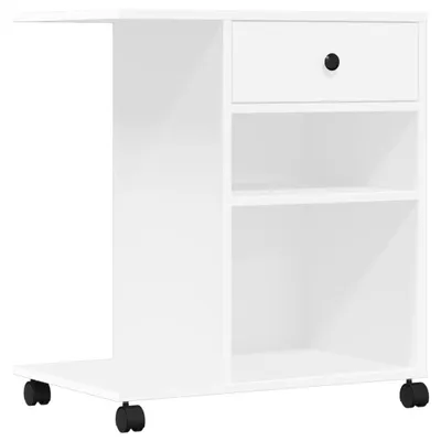 Zdjęcie produktu dla vidaXL Stojak na drukarkę z kółkami Biały 60x40x68,5 cm