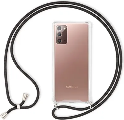 Produktbild von NALIA Handy Hülle mit Kette für Samsung Galaxy Note 20, Soft Kordel Phone Cover Schwarz