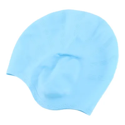 Produktbild von Sport Badekappe, 1 STK. Unisex Silikon Badehut, stretchy, komfortabel, langhaar Badekappe, Gehörschutz Badekappe für Schwimmbad (Blau)