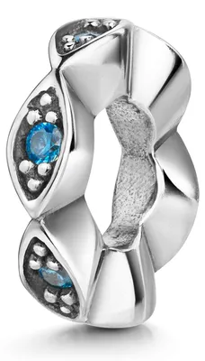 Image de MATERIA par Matthias Wagner Perle intermédiaire en argent 925 avec zircone bleue 34