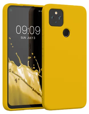 Produktbild von kwmobile Hülle kompatibel mit Google Pixel 4a 5G Hülle - gummierte TPU Silikon Handyhülle - Schutzhülle für kabelloses Laden - Case in Strahlend Gelb