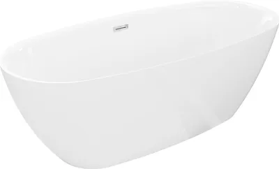 Image de Mexen Luvo Slim baignoire autoportante 170 x 75 cm, blanche, trop-plein chromé - 52801707500-01