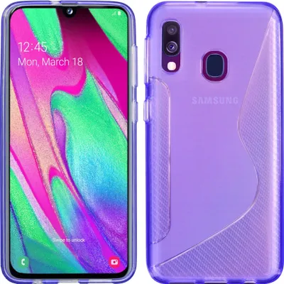Produktbild von cofi1453® S-Line Hülle Bumper kompatibel mit Samsung Galaxy A40 (A405F) Silikonhülle Stoßfest Handyhülle TPU Case Cover Lila