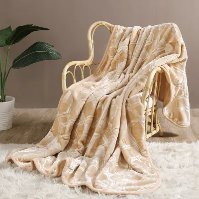 Produktbild von Akryldecke Vito 160x200 cm, beige, hochwertig, gemustert, weich und langlebig, ideal für Wohn- und Schlafzimmer.