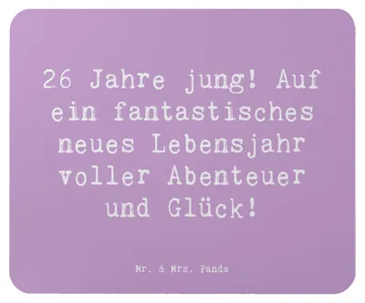 Produktbild von Mr. & Mrs. Panda Mousepad Spruch 26. Geburtstag - Lavendeltraum - Geschenk, Geburtstagsgeschenk, 26 Jahre, Happy Birthday, besondere Anlässe, Alter, Mauspad, Jubiläum