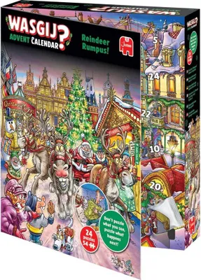 Produktbild von Wasgij Christmas Adventskalender - Rentier - Raserei!, 54 Stück(e), Weihnachten, 15 Jahr(e)