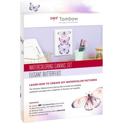 Produktbild von Tombow Watercoloring-Leinwand-Set "Schmetterlinge"