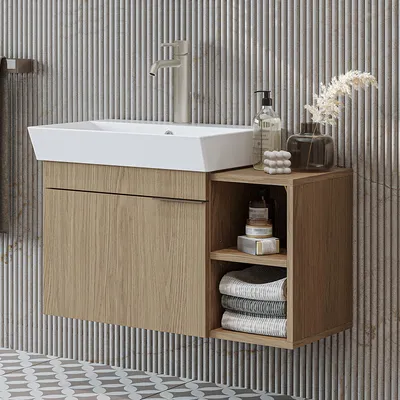 Immagine prodotto di Roomart LYCIA-82 Set di mobili da bagno a 2 elementi, larghezza 50 cm, rovere (chiaro)