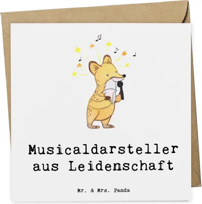 Produktbild von Mr. & Mrs. Panda Grußkarte Musicaldarsteller Leidenschaft - Weiß - Geschenk, Glückwunschkarte, anlasskarte, Klappkarte, faltkarte, doppelkarte