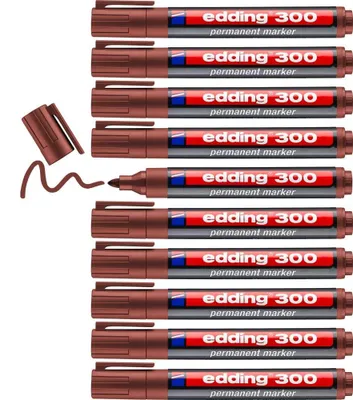 Productafbeelding van Permanent marker Edding 300, bruin (10 stuks)