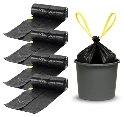 Produktbild von Bottari 60 Müllsäcke 40 l 55 x 65 cm mit Verschlussgriffen, schwarz, robuste und