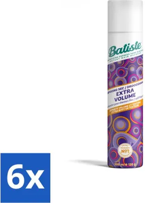 Obrázek produktu pro Batiste - Extra objem - Suchý šampon - Dodává větší objem - Osvěžuje mastné vlasy - 200 ml - Cenově výhodné balení - 6 kusů