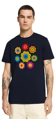 Produktbild von Spreadshirt 70er Jahre Hippie Flower Power Kostüm Blumen Fasching Männer Premium T-Shirt, 3XL, Navy