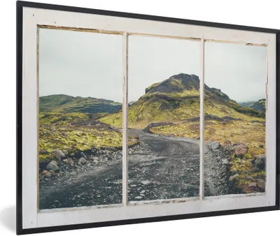 Produktbild von MuchoWow® MuchoWow® Gerahmtes Poster Aussicht - Weg - Hügel 30x20 cm - Poster mit zchwarzem Bilderrahmen - Kunstdruck - Bild-Poster