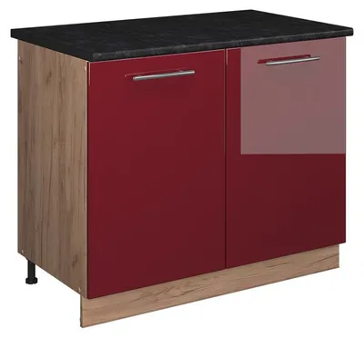 Obrázek produktu pro Skříňka pod dřez Vicco Fame-Line Bordó červená vysoký lesk/Zlatý mocný dub 100 cm, PD Antracit, Model 61971