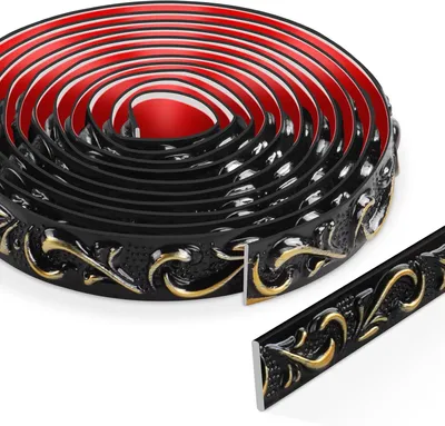 Obrázok produktu pre Samolepiaca lišta, 300 cm, čierna s zlatou, 3D dekorácia na stenu
