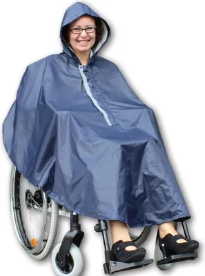 Produktbild von Rollstuhl-Regenponcho ROLKO-rainPRO blau>>>>