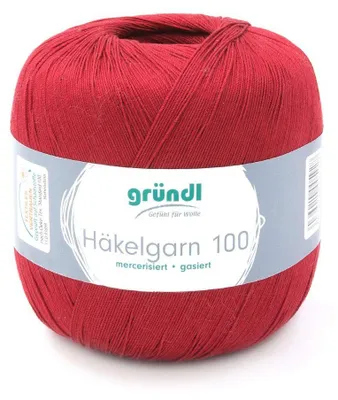 Produktbild von Gründl Häkelgarn 100 Filethäkeln 100% Baumwolle 100g/566m NS 1,5-2 mm Stärke 10 weinrot (125)
