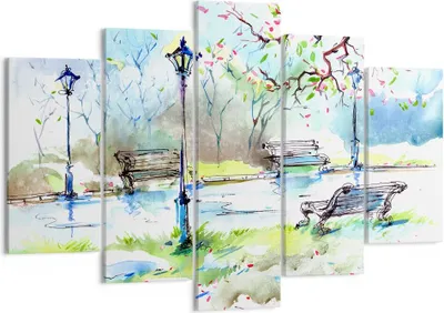 Produktbild von Bild auf Leinwand - Leinwandbild - Path urban Park Landschaft - 150x100cm - Wand Bild - Wanddeko - Leinwanddruck - Bilder - Kunstdruck - Wanddekoration - Leinwand bilder - Wandkunst - EA150x100-3035
