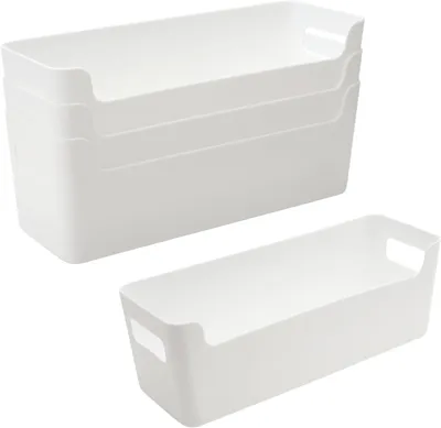 Produktbild von Badezimmerorganizer 4 Stück, Aufbewahrungsboxen, Weiß, Kunststoff, Für Küche
