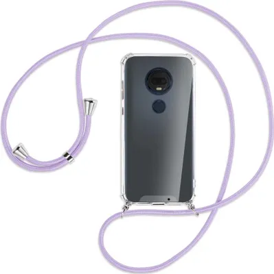 Produktbild von Handykette Backcover-Schutzhülle mit Band (Metall silberfarben) für Motorola Moto G7 / G7 Plus - violett