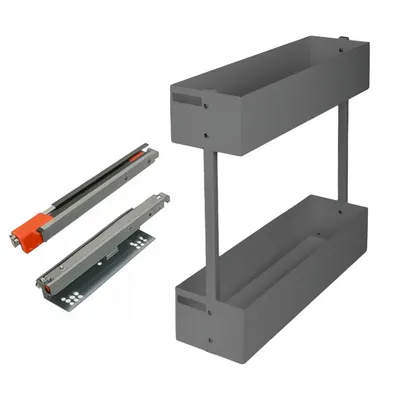 Produktbild von Schrankauszug Küche 2-etagig | BLUM Softclose | Anthrazit oder Weiß | 150 cm Links