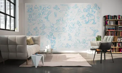 Produktbild von Komar Digitaldruck Vliestapete "Mickey Sketches" 400 x 250 cm, bunt, 048-DVD4