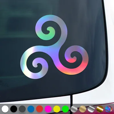 Produktbild von PantherPixel Triskele Aufkleber Keltische Kelten Wikinger Sticker Auto Geschenkidee Farbe Oilslick-Hologramm