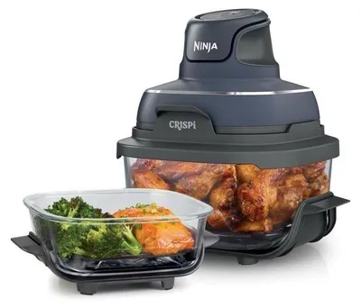 Obrázok produktu pre Ninja CRISPi, Teplovzdušná fritéza, 3,8 L, Samostarný, Modrá, Šedá, Priehľadná, Tlačidlá, Sklo