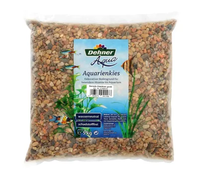 Produktbild von Dehner Aqua Aquarienkies, Edelkies, Körnung 6 - 8 mm, 5 kg, braun/grau
