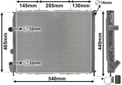 Produktbild von VAN WEZEL 43002268 Kühler Wasserkühler Motorkühler für RENAULT CLIO II (BB0/1/2, CB0/1/2) KANGOO (KC0/1) KANGOO Express (FC0/1) CLIO II Kasten