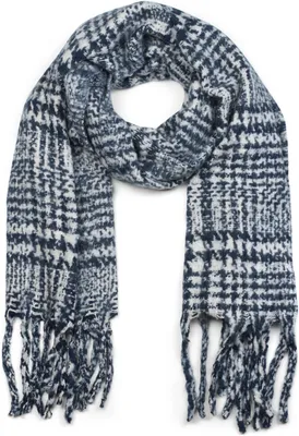 Produktbild von styleBREAKER Uni XXL Schal mit Karo Muster und langen Fransen, Winter Strickschal 01017102
