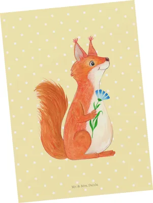 Produktbild von Mr. & Mrs. Panda Postkarte Eichhörnchen Blume - Gelb Pastell - Geschenk, Lustige Sprüche, Grußkarte, Lachen, Ansichtskarte, Spaß, Spruch Positiv, bildkarte, Motivation