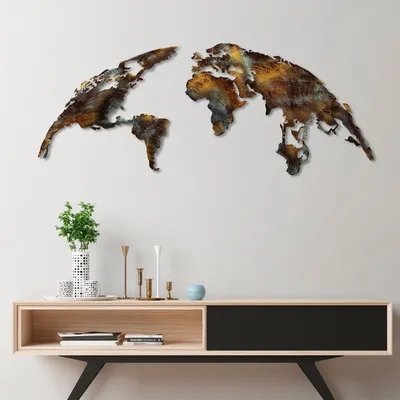 Produktbild von Wallity, Mapa světa Medium - 3, Nástěnná dekorace, Pestrobarevné, Kov, 150 x 59 cm