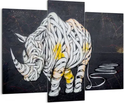 Produktbild von Bild auf Leinwand - Leinwandbild - Nashorn modern - 130x100cm - Wand Bild - Wanddeko - Wandbilder - Leinwanddruck - Bilder - Kunstdruck - Wanddekoration - Leinwand bilder - Wandkunst - CB130x100-3706
