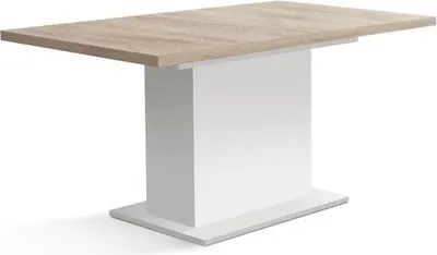 Produktbild von Esstisch ELARA, Ausziehbar, Rechteckig, Eiche/Mattweiß, 160-200 x 90 x 76 cm, 8 Personen