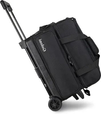 Productafbeelding van Bowlingtas met wielen - Bowlingbal tas - Bowling sport - Apart schoenenvak - Voor 2 ballen - Zwart